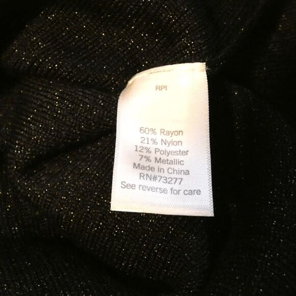 NWT Nine West Black Metallic Balloon Sleeve Sweater Dress Semi-Formal M - Picture 7 of 7